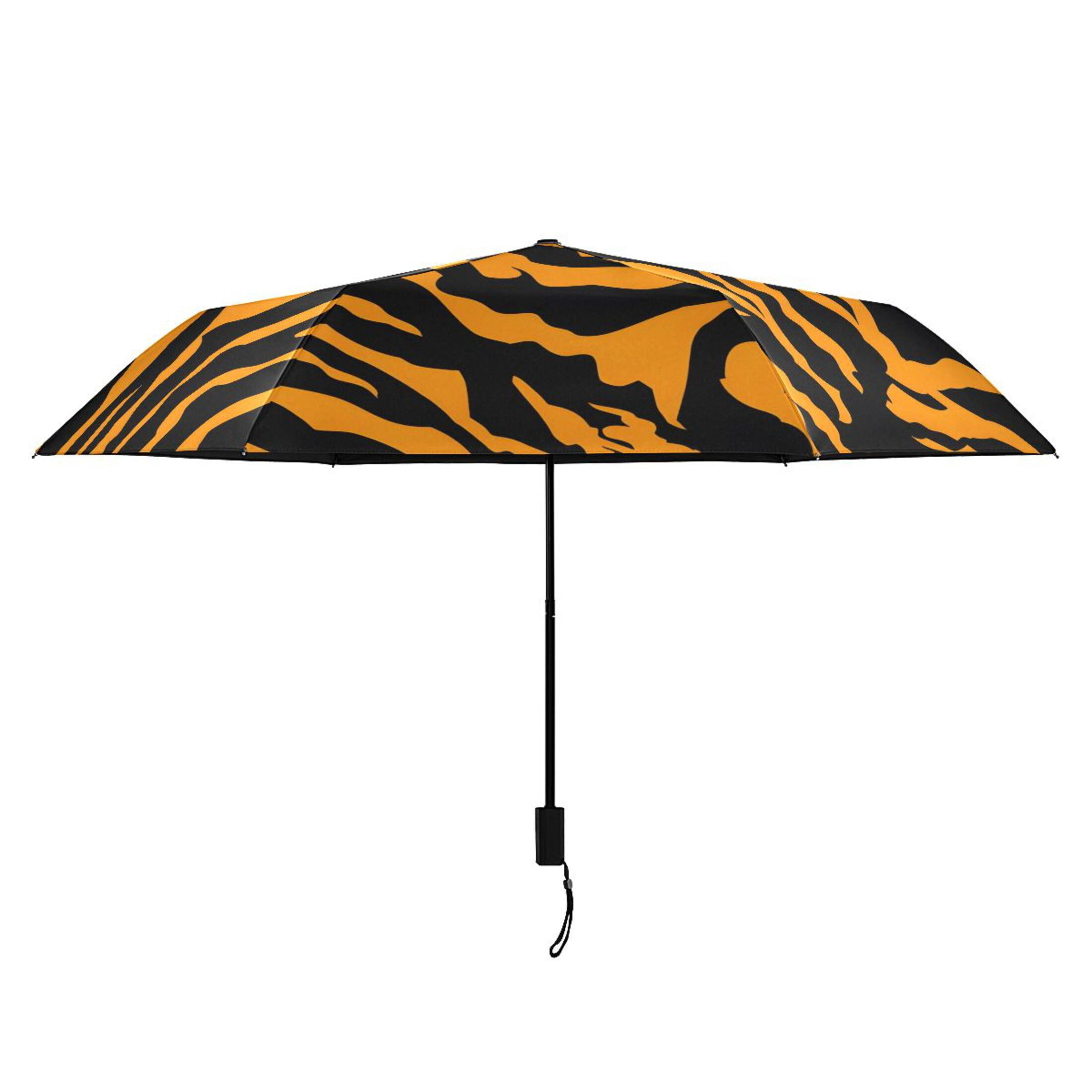 Tiger Print Compact Sun Umbrella Windproof Travel Umbrellas for Rain Strong Portable UV Protection