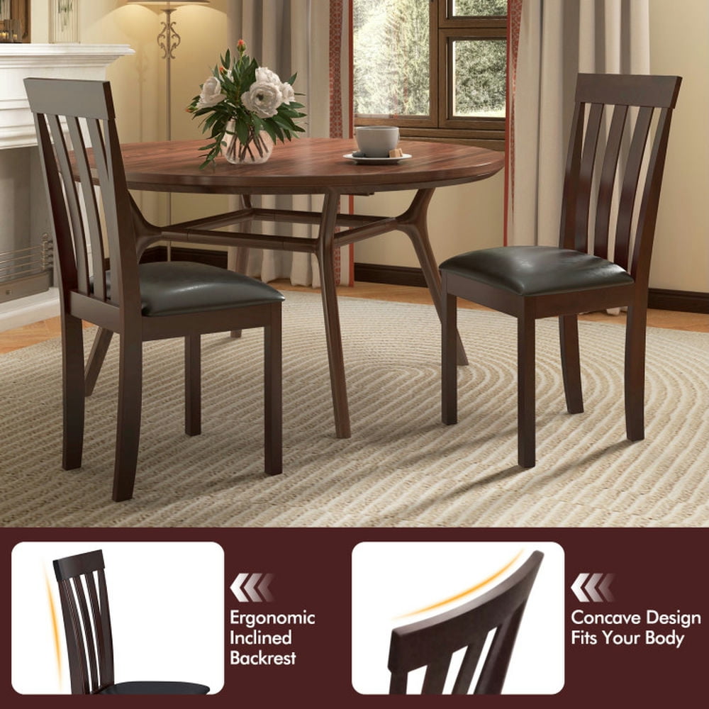 Demi Bonn Set of 2 Dining Chair Upholstered Kitchen Chairs with Padded Seat and Rubber Wood Frame for Dining Room Living Room, Brown