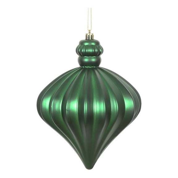Pemberly Row 6" Onion Drop Christmas Ornaments in Matte Emerald Green (Set of 4)