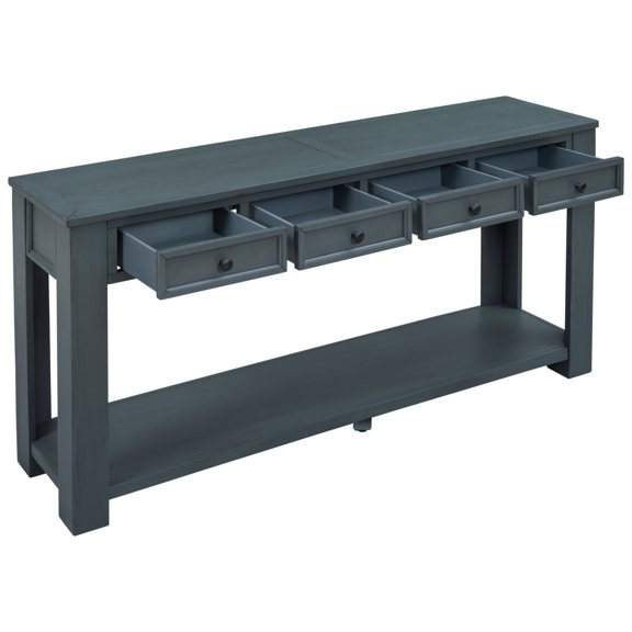 Xahpower Console Table for Entryway Hallway Sofa Table with Storage Drawers and Bottom Shelf (Navy)