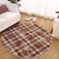 thumbnail image 3 of Garvee Plaid Area Rug 5x5ft Modern Round Washable Rug, Non Slip Stain Resistant Rug Geometric Carpet for Living Room Bedroom Home Office, Red, 3 of 9
