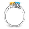 thumbnail image 2 of White Sterling Silver Ring Band Gemstone Topaz Heart Blue Citrine Yellow Diamond Round, 2 of 4
