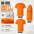 thumbnail image 6 of Gildan High Visibility DryBlend Work T-Shirt with Pocket Hi Vis Safety Short Sleeve Plain Tee (Safety Orange Pack 6, M), 6 of 9