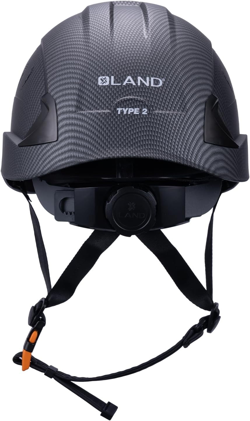 Land Helmets Frontier Type 2 Class C Vented Safety Helmet - ANSI/ISEA Z89.1 Type II OSHA Compliant Hard Hat - Carbon Fiber