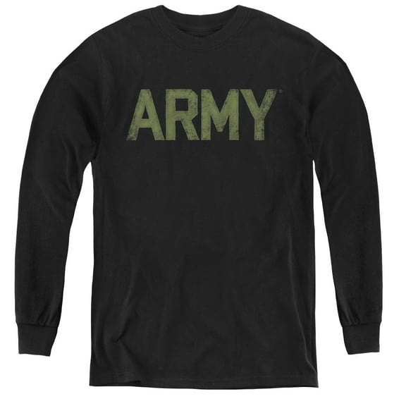 Army Type Youth Long Sleeve T-Shirt Tee Black