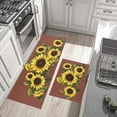 thumbnail image 4 of Rust Red Sunflower Farmhouse Kitchen Rugs Set 2 Piece Colorful Fall Flowers Seasonal Decorative Rug for Kitchen Low-Profile Floor Mats Decorations for Home Kitchen 17x48+17x30 Inches, 4 of 6