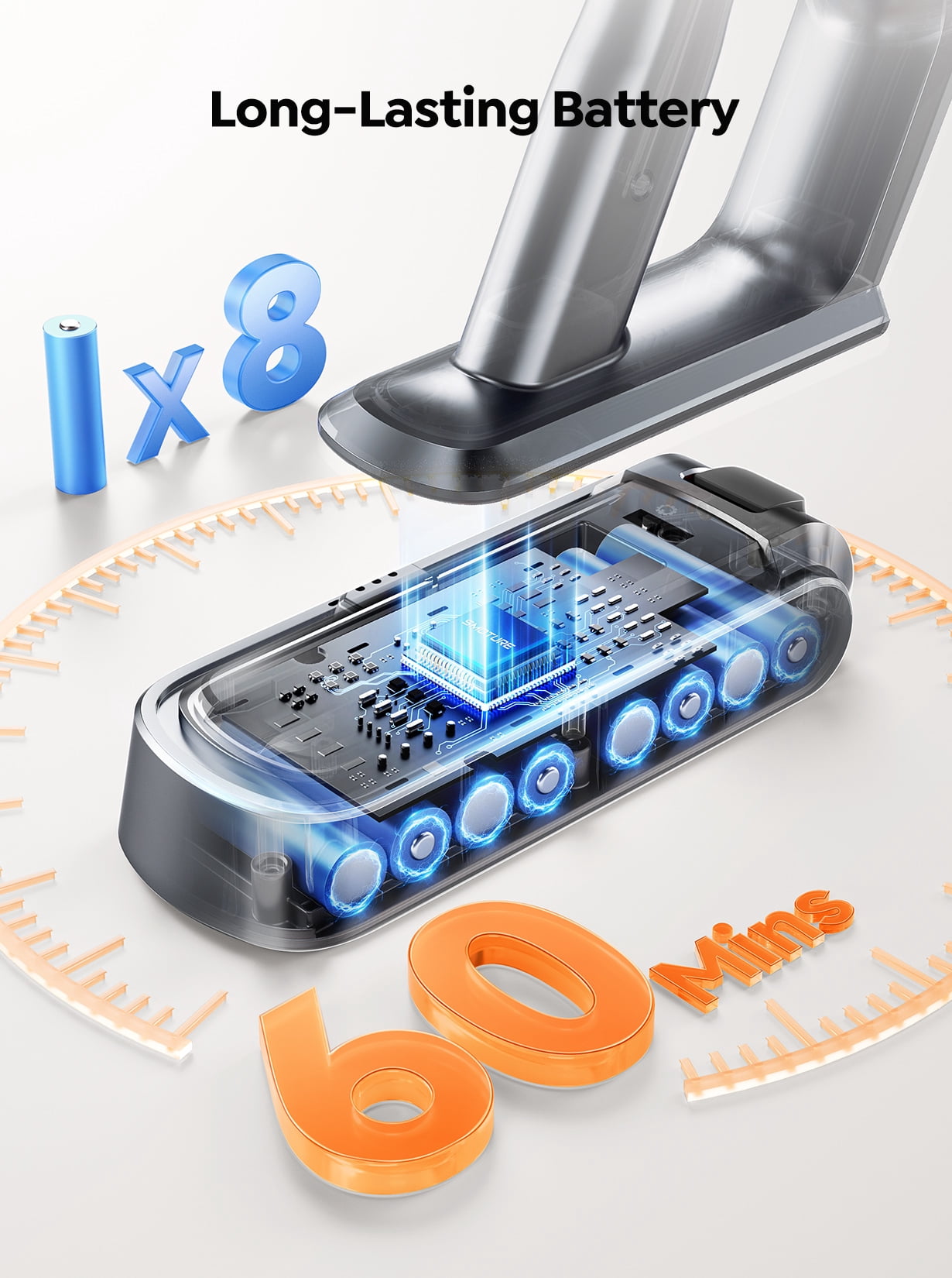 Buture Cordless Stick Vacuum Cleaner, 650W 65KPA 60Mins Runtime Lightweight Pet Vacuum for Carpet Pet Hair Hardwood Floor