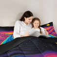 thumbnail image 4 of Castle Fairy Psychedelic Line Art Cosmic River Twin Comforter Sets 2pcs,Layered Swirl Cloud Space Print Bedding Set,Purple Orange,Black Reversible,1 Comforter and 1 Pillowcase, 4 of 6