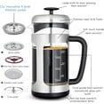 thumbnail image 3 of Cafetière à Piston en Acier Inoxydable avec Verre Borosilicate, Poignée Douce (1000ml, Argent), 3 of 4