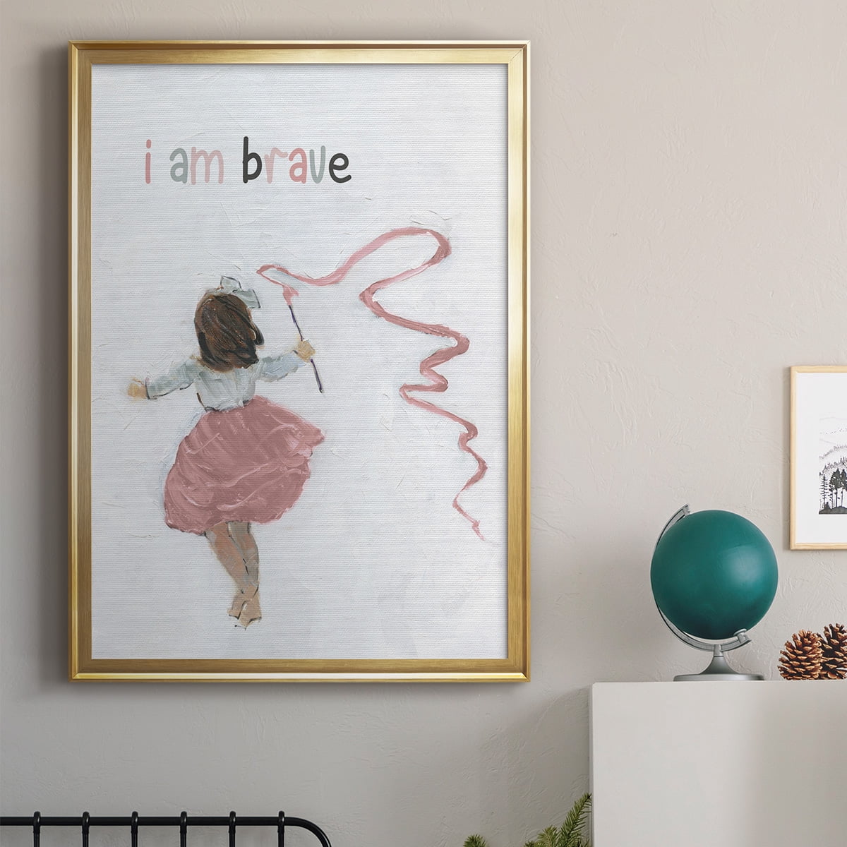Girl Catching Wind Premium Framed Print - Ready to Hang