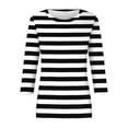 thumbnail image 2 of Black 3/4 Sleeve Shirts for Women Tops for Womens Casual Summer Tops Three Quarter Sleeve Round Neck Tee T Shirt Printed Loose Side Split Blouse Fashion Clothing, 2 of 4