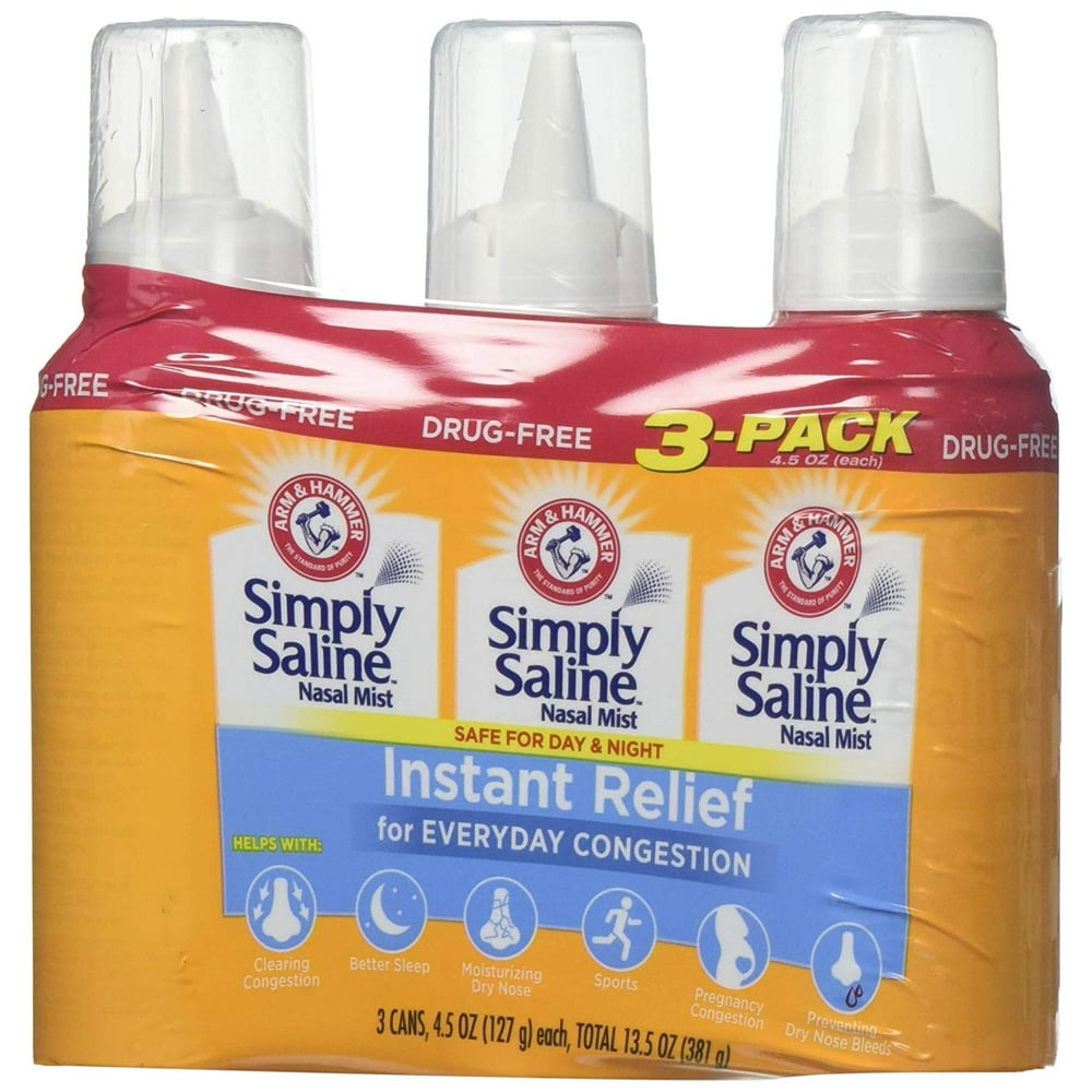 Arm & Hammer Simply Saline Nasal Relief Mist Spray (3 Bottles