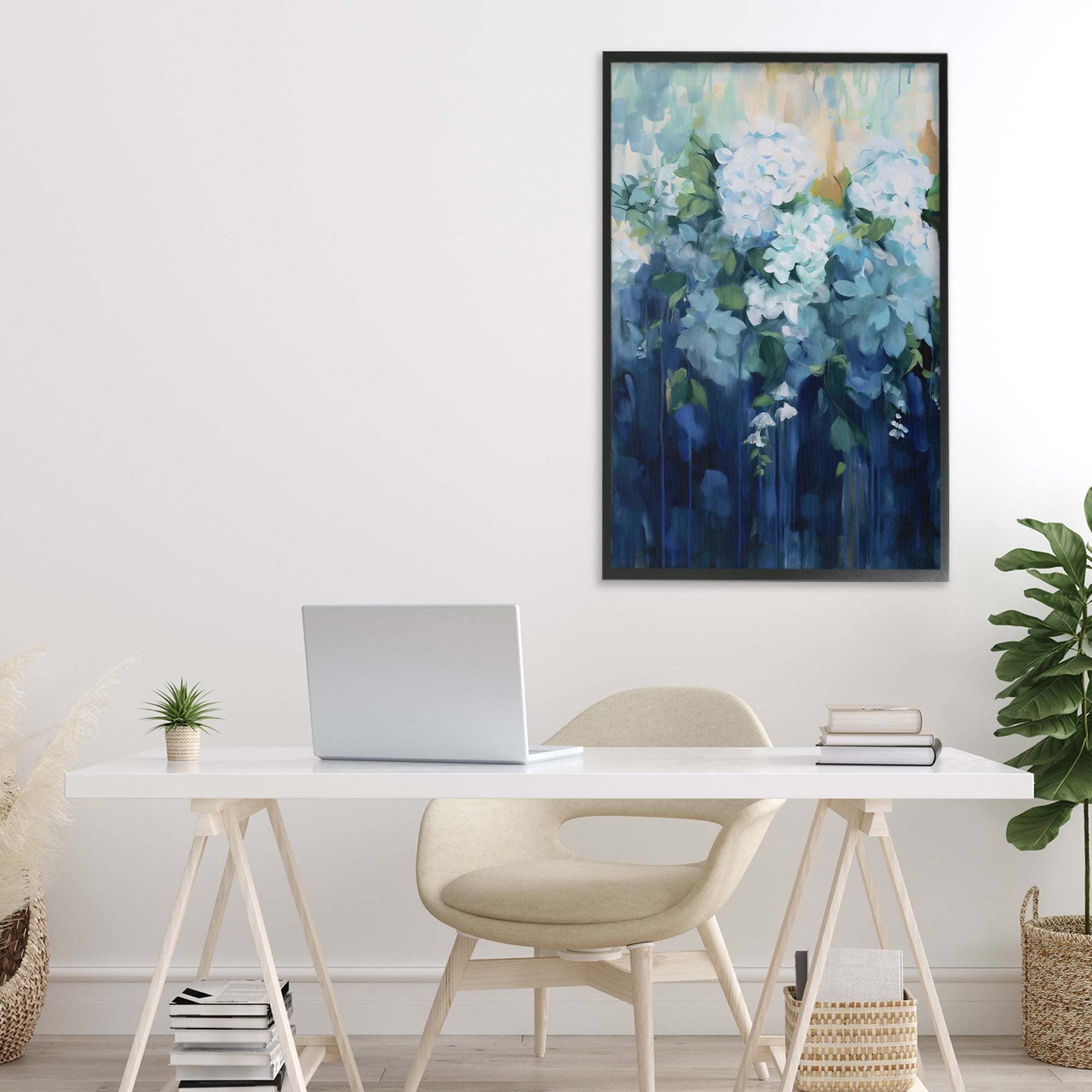 Stupell Industries Lush Blue Hydrangea Abstract Black Framed Giclee Art, design by Gina Kelly