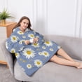 thumbnail image 5 of Oversized Wearable Blanket Hoodie,Blue Daisy Flower Pattern Sherpa Blanket Hoodie with Super Pockets,Super Warm Fuzzy Pullover for Women & Men, 5 of 6