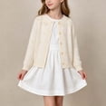 thumbnail image 4 of Busydd Girls Knit Cardigan Sweater 0-6 Years Trendy Comfy Button Down Round Neck Cardigans Casual Long Sleeve Open Front Outerwear 3-4 Years, 4 of 9