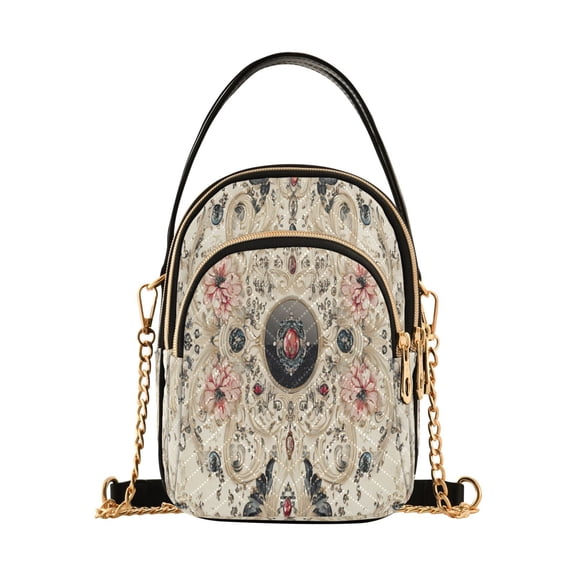 YAZAOO Cross Body Fashion Shoulder Waist Purse Bags Ornate Floral and Jewel Pocket Handbags