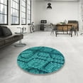 thumbnail image 4 of Ahgly Company Machine Washable Indoor Square Transitional Dark Turquoise Green Area Rugs, 6' Square, 4 of 7