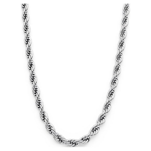 Metal Masters Stainless Steel Mens Rope Chain Necklace 4mm 24