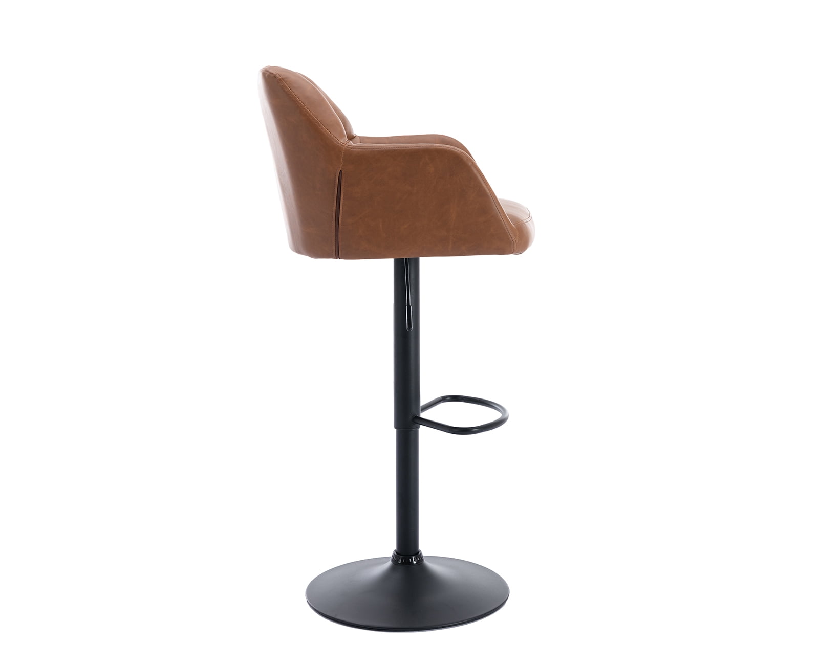 Guyou Modern Swivel Bar Stool Set of 2, PU Upholstered Adjustable Island Stool Counter Height Stool with Backrest and Metal Base for Kitchen Island Restaurant Bar, Brown