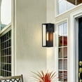 thumbnail image 3 of Cali 1-Light 16 in. Outdoor Dusk-To-Dawn Sensor Wall Light with Matte Black Finish and Clear Glass Shade, 3 of 11