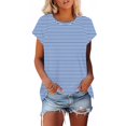 thumbnail image 2 of Mujeres de Manga Corta Tops Casual Cuello Redondo Impresión Blusa Poliéster Ligero Top, Camisa de las Señoras de la Moda para el Hogar Diario Y el Uso Cómodo, 2 of 9