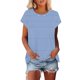 thumbnail image 2 of Mujeres de Manga Corta Tops Casual Cuello Redondo Impresión Blusa Poliéster Ligero Top, Camisa de las Señoras de la Moda para el Hogar Diario Y el Uso Cómodo, 2 of 9