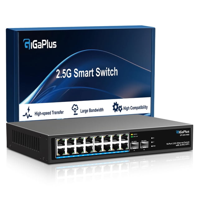 Conmutador Ethernet GigaPlus 2,5 Gb 18 puertos 16 x 2,5 G Base-T 2 x 10 G SFP+
