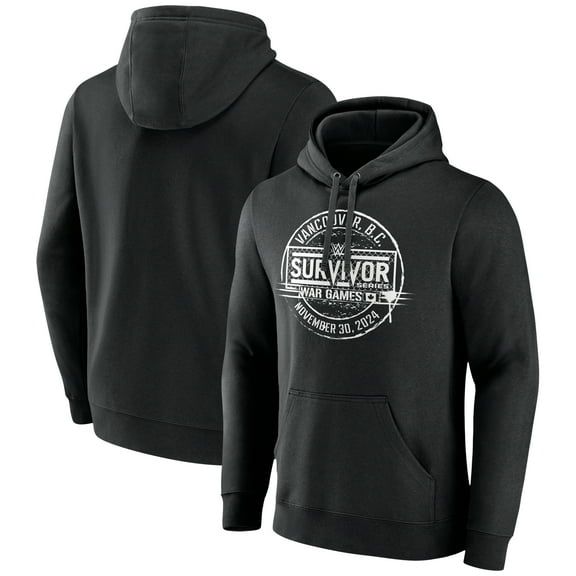Men's Fanatics Black Survivor Series War Games 2024 Circle Logo Pullover Hoodie