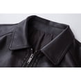 thumbnail image 5 of Men's PU Leather Jacket with Shoulder Padding, Collared Motorcycle Coat, Stylish and Durable Outerwear for Everyday Use, 5 of 19