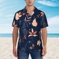 thumbnail image 4 of Balery Autumn Leaves With Blue Print Men's Hawaiian Shirts Short Sleeve Beach Shirt Relaxed Fit Vacation Button Down Shirts-3X-Large, 4 of 9