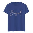 thumbnail image 4 of MIXUE Womens Summer Tops Letter Print Round Neck Short Sleeve Casual Fashion Shirts For Women Tee Shirts Activewear,Blue,M, 4 of 4