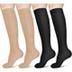 thumbnail image 1 of Medias de compresión ZHAOCHENG para hombre y mujer 2 pares L-XL color negro y piel, 1 of 5