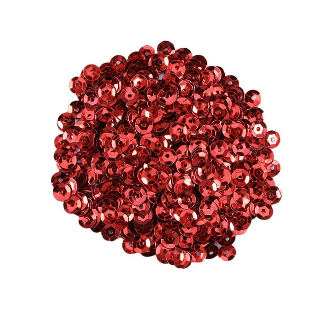 1000pcs 6mm DIY Round Sequins Paillettes Sewing Wedding Craft Clothes Shoes Bag Sparkling Accessory (Red)