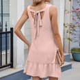 thumbnail image 7 of FRSASU Women's Sleeveless Summer Dresses Tie Back Sundress Crewneck Tank Dress Beach Swimsuit Cover up Vacation Outfits Pink, 7 of 7