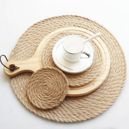 

Xinhuaya Natural Ramie Pad - Eco-friendly Durable Round Coasters/Placemats Anti-slip and anti-scalding
