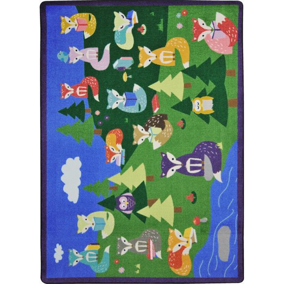 Joy Carpets Kid Essentials Foxy Readers 7'8" x 10'9" Area Rug in Color Multi