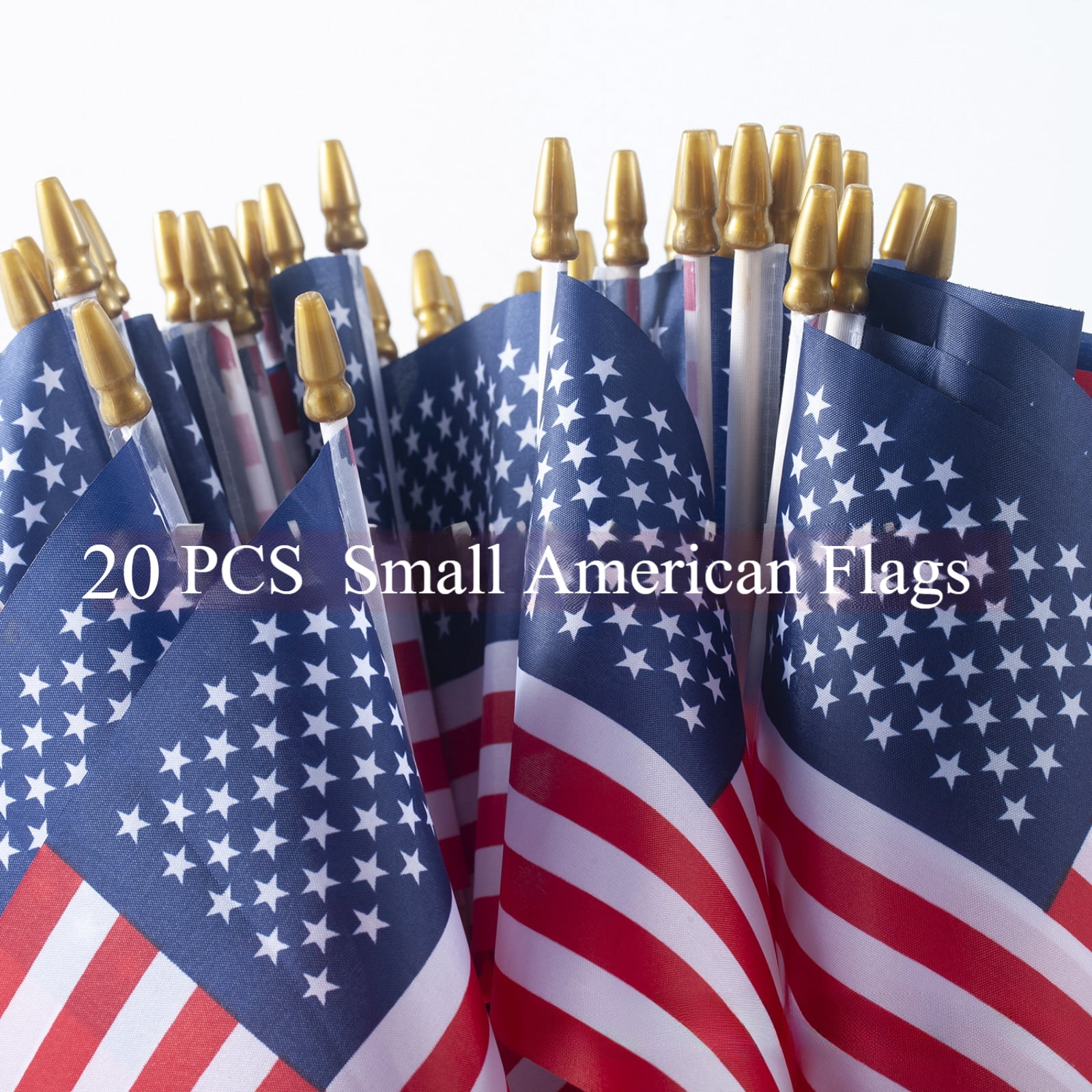 20 Pcs 8x12 Inch Small American Flags on Sticks, Small US Flags/Mini American Flags for Outside ,Handheld US Flags Stick,Memorial Day Decorations,Independence Day,Patriotic Decorations