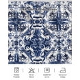thumbnail image 5 of Navy Blue Boho Wrap Around Bed Skirts for Queen Bed 16" Drop,Bed Skirt with Adjustable Elastic Belt Dust Ruffle Bed Valance for Bedroom Hotel Ehtnic Abstract Art Modern Geometric Bed Frame Cover, 5 of 7