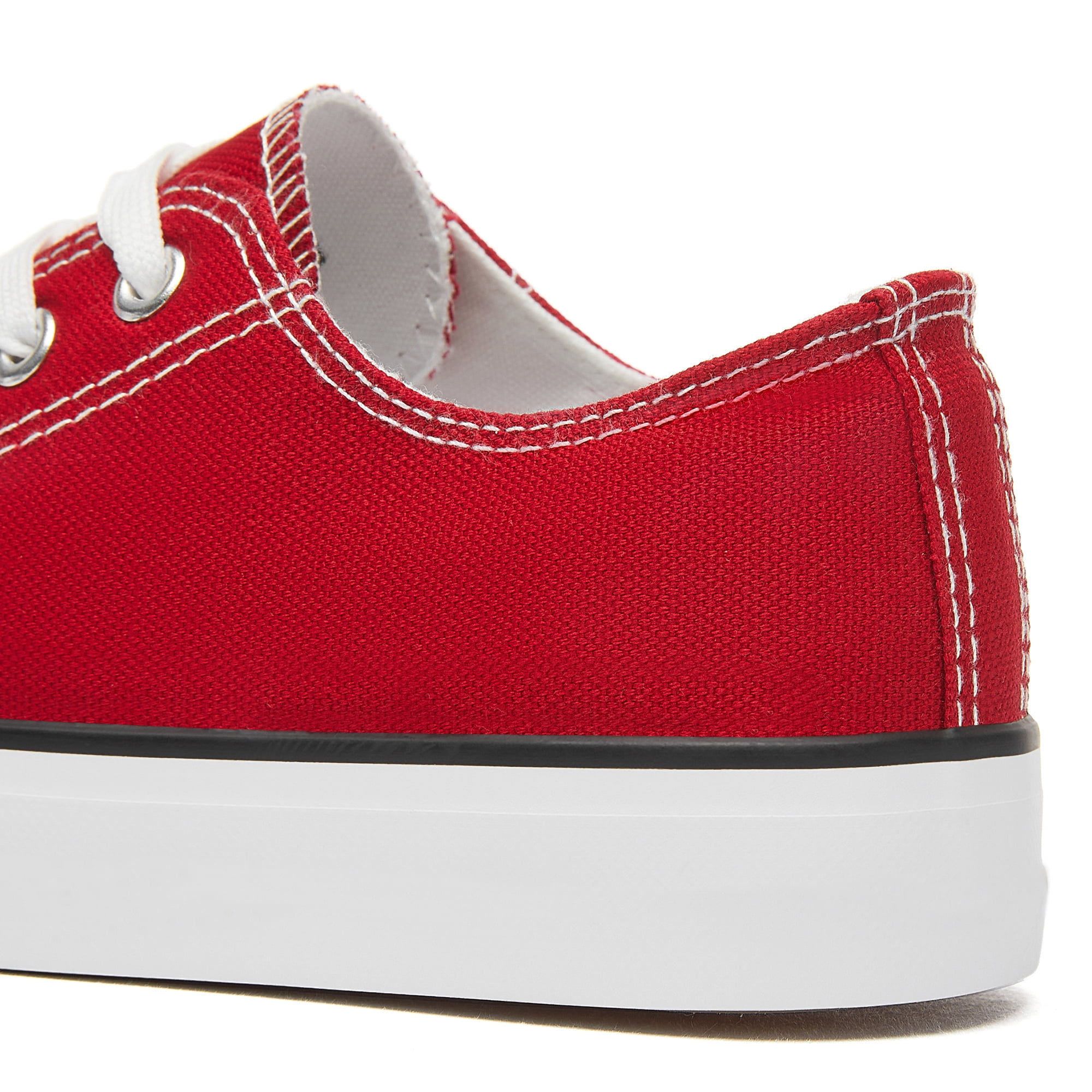 Womens Canvas Fashion Sneakers Classic Low Top Fabric Shoes Casual Walking Canvas Flats Cute Lace Up Tennis Shoes for Lady(Red US8)