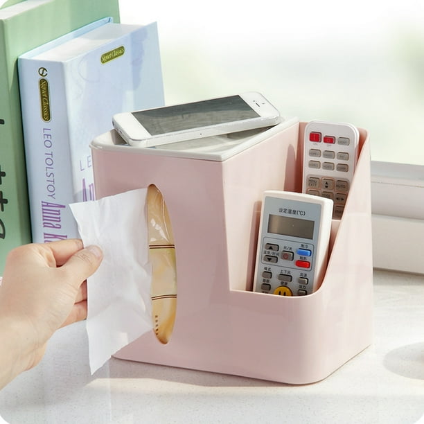 Organizador de escritorio Bling Bling caja de almacenamiento de pañuelos con control remoto verde azul rosa