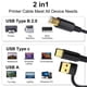 thumbnail image 5 of 1m USB Type-C to Square USB Type-B 2 in 1 Printer Cable Braided Printing Connection Cord - Grey, 5 of 5