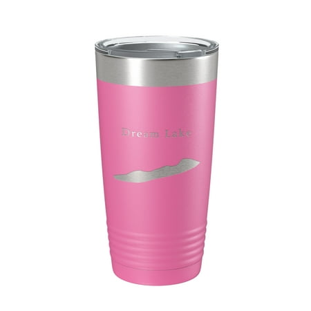 

Dream Lake Map Tumbler Travel Mug Insulated Laser Engraved Coffee Cup Colorado 20 oz Pink