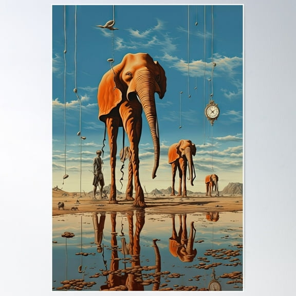 Phantasmal Pachyderms Poster Wall Art, Modern Wall Decor For Living Room Bedroom, 12x18 UNFRAMED