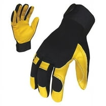 EXO Mechanics Gloves, Goatskin Palm, Polyester Back, L, Black/Gold