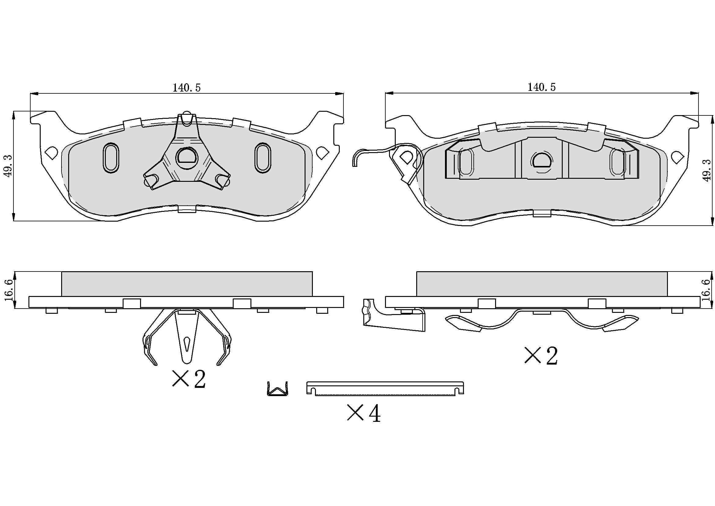 UltraHC 700 Brake Pad Set, Rear HC7.0674.0.C, Ford Crown Victoria 2002-1996