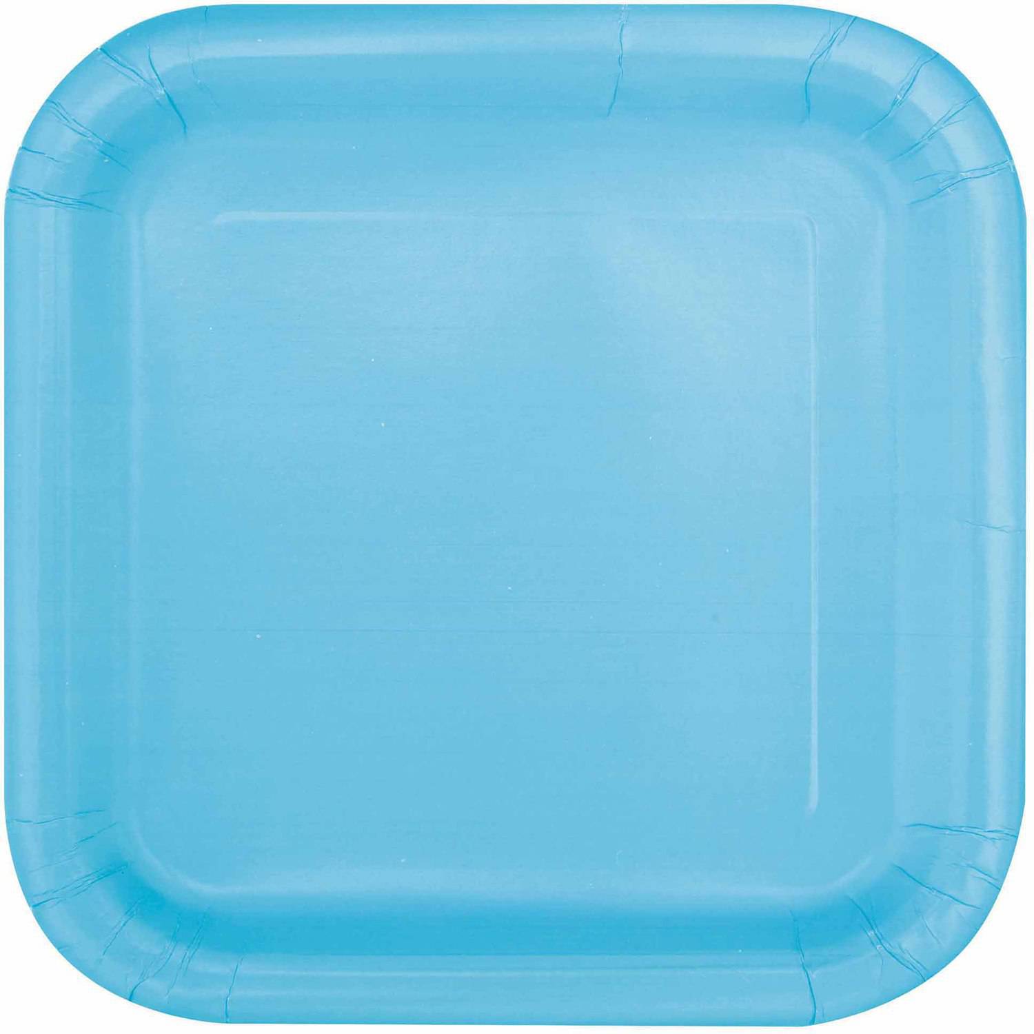 Square Paper Plates, 9 in, Light Blue, 14ct