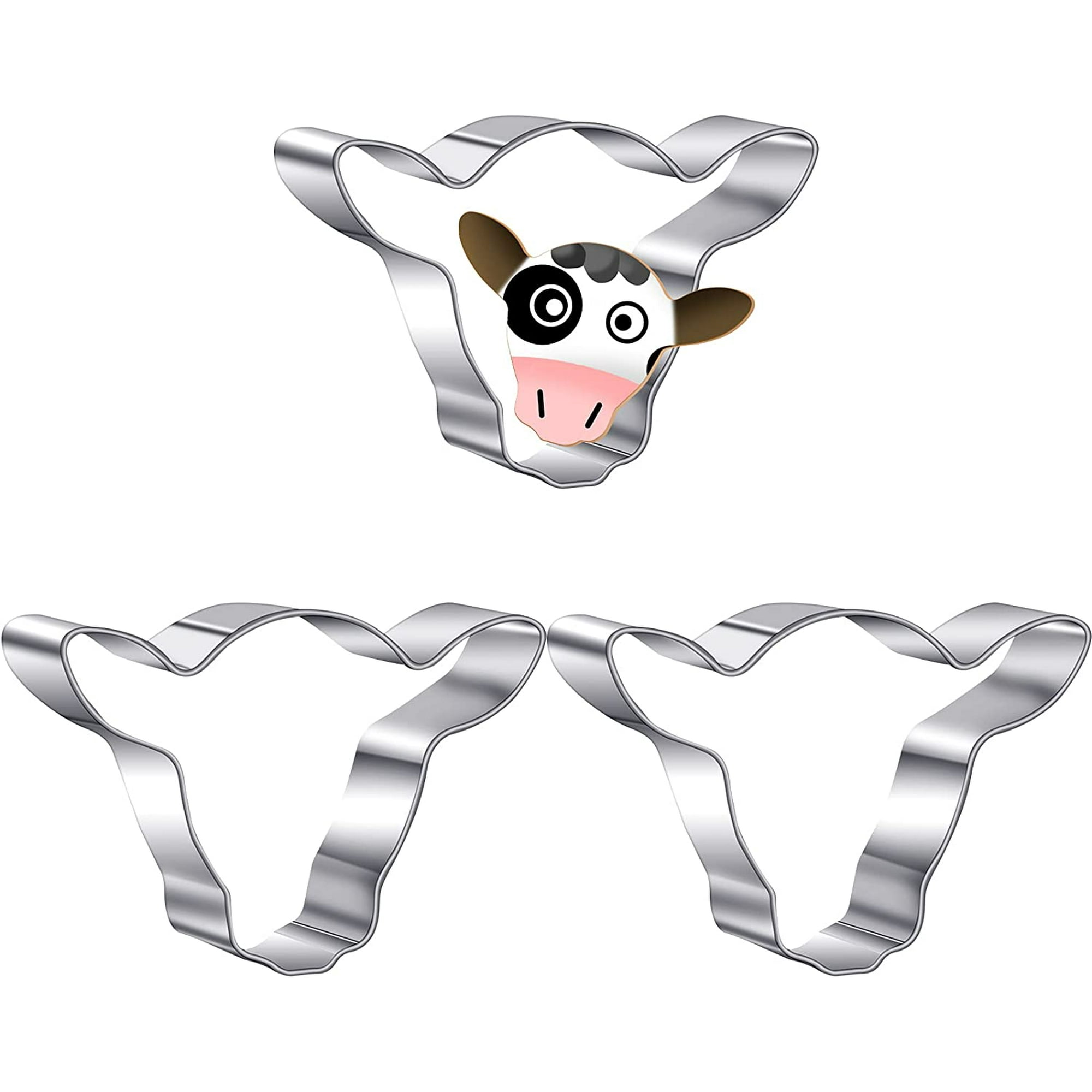 3 Pieces Cow Cookie Cutters Cow Head Fondant Cutters 