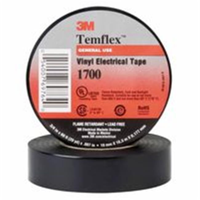 3M Electrical 50057173 Temflex Friction Tape, 0.75 in. x 60 ft., Black