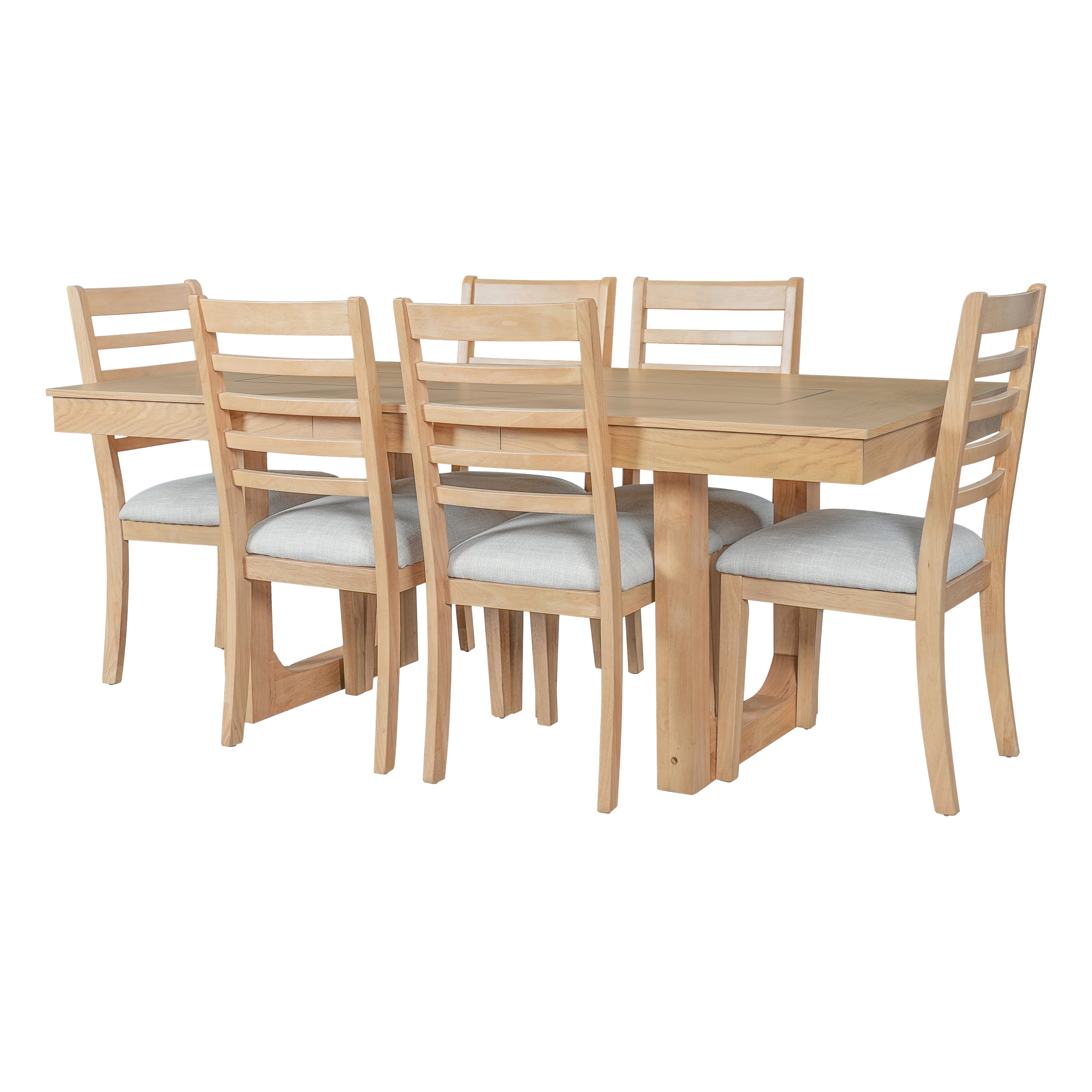 Euroco 7-Piece Wooden Dining Table Set,78" Extendable Dining Table & Chairs Set with 18" Leaf for 6-8,Farmhouse Kitchen Table Set for Dining Room,Natural