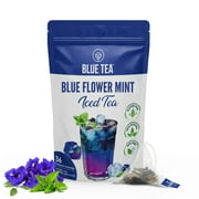BLUE TEA - Butterfly Pea Mint Iced Tea (36 Tea Bags) | Refreshing cool beverage | Herbal Iced Brew, Cold Brew, Detox | Gluten-free - 100% natural - GMO-free |